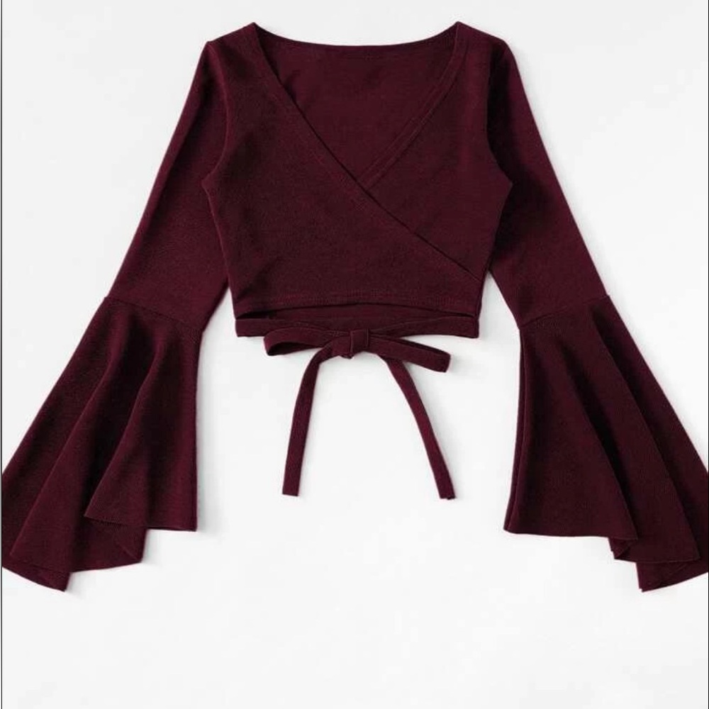 Burgundy crop top from Romwe